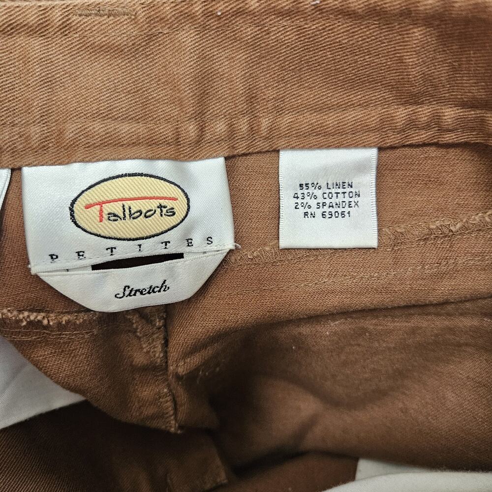 Talbots Petite Size 2 Stretch Linen Blend Brown Shorts Y2K Boho Dark Academia - Picture 7 of 10